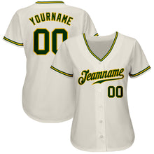Laden Sie das Bild in den Galerie-Viewer, Custom Cream Green-Gold Authentic Baseball Jersey
