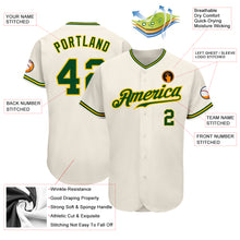 Laden Sie das Bild in den Galerie-Viewer, Custom Cream Green-Gold Authentic Baseball Jersey
