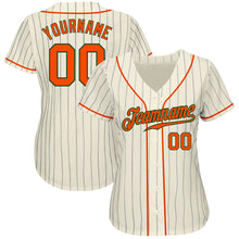 Load image into Gallery viewer, Custom Cream Navy Pinstripe Orange-Green Authentic Baseball Jersey
