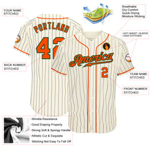 Load image into Gallery viewer, Custom Cream Navy Pinstripe Orange-Green Authentic Baseball Jersey
