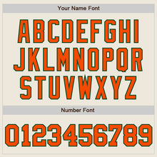 Load image into Gallery viewer, Custom Cream Navy Pinstripe Orange-Green Authentic Baseball Jersey
