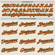 Load image into Gallery viewer, Custom Cream Navy Pinstripe Orange-Green Authentic Baseball Jersey
