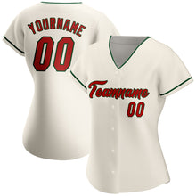 Load image into Gallery viewer, Custom Cream Red-Green Authentic Baseball Jersey
