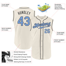 Load image into Gallery viewer, Custom Cream Light Blue-Steel Gray Authentic Sleeveless Father&#39;s Day Baseball Jersey

