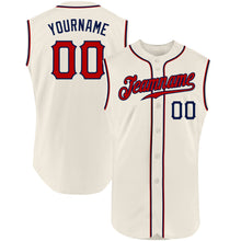 Load image into Gallery viewer, Custom Cream Red-Navy Authentic Sleeveless Baseball Jersey
