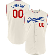 Load image into Gallery viewer, Custom Cream Red-Royal Authentic Sleeveless Baseball Jersey
