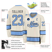 Laden Sie das Bild in den Galerie-Viewer, Custom Cream Light Blue-Steel Gray Hockey Jersey

