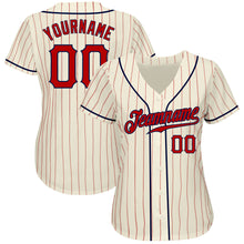 Laden Sie das Bild in den Galerie-Viewer, Custom Cream Red Pinstripe Red-Navy Authentic Baseball Jersey
