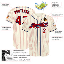 Загрузить изображение в средство просмотра галереи, Custom Cream Red Pinstripe Red-Navy Authentic Baseball Jersey
