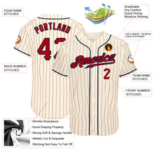 Laden Sie das Bild in den Galerie-Viewer, Custom Cream Red Pinstripe Red-Navy Authentic Baseball Jersey
