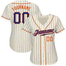 Laden Sie das Bild in den Galerie-Viewer, Custom Cream Royal Pinstripe Royal-Orange Authentic Baseball Jersey
