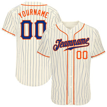 Load image into Gallery viewer, Custom Cream Royal Pinstripe Royal-Orange Authentic Baseball Jersey
