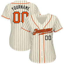 Laden Sie das Bild in den Galerie-Viewer, Custom Cream Black Pinstripe Orange-Black Authentic Baseball Jersey
