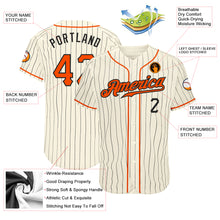Laden Sie das Bild in den Galerie-Viewer, Custom Cream Black Pinstripe Orange-Black Authentic Baseball Jersey
