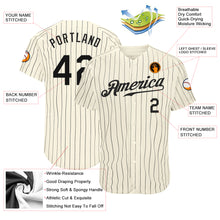 Laden Sie das Bild in den Galerie-Viewer, Custom Cream Black Pinstripe Black Authentic Baseball Jersey
