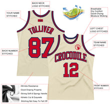 Laden Sie das Bild in den Galerie-Viewer, Custom Cream Red-Navy Authentic Throwback Basketball Jersey
