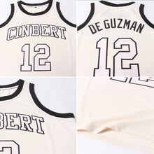 Load image into Gallery viewer, Custom Cream Cream-Black Authentic Throwback Basketball Jersey
