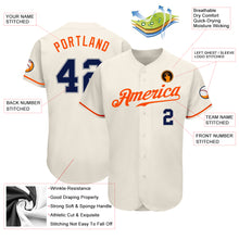 Загрузить изображение в средство просмотра галереи, Custom Cream Navy-Orange Authentic Baseball Jersey
