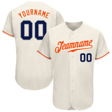 Загрузить изображение в средство просмотра галереи, Custom Cream Navy-Orange Authentic Baseball Jersey
