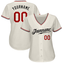 Laden Sie das Bild in den Galerie-Viewer, Custom Cream Red-Black Authentic Baseball Jersey
