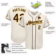Laden Sie das Bild in den Galerie-Viewer, Custom Cream Brown-Gold Authentic Baseball Jersey

