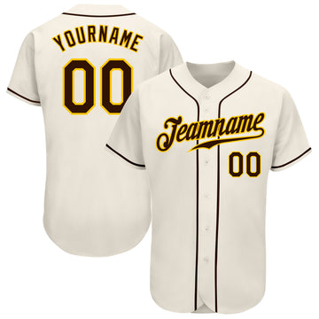 Custom Cream Brown-Gold Authentic Baseball Jersey