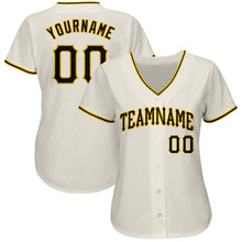 Load image into Gallery viewer, Custom Cream Black-Gold Authentic Baseball Jersey
