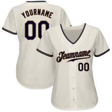 Load image into Gallery viewer, Custom Cream Navy-Old Gold Authentic Baseball Jersey
