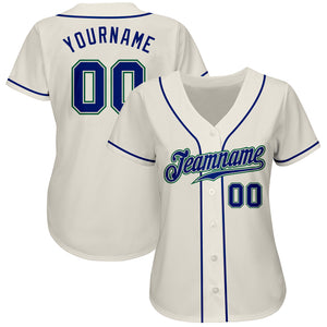 Custom Cream Royal-Kelly Green Authentic Baseball Jersey