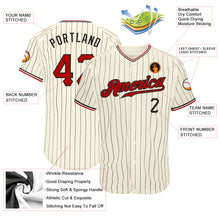 Загрузить изображение в средство просмотра галереи, Custom Cream Black Pinstripe Red Black-White Authentic Baseball Jersey
