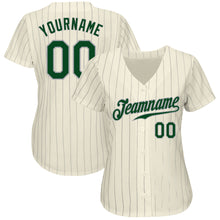 Laden Sie das Bild in den Galerie-Viewer, Custom Cream Gray Pinstripe Green-Gray Authentic Baseball Jersey
