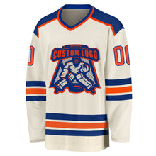 Load image into Gallery viewer, Custom Cream Orange-Royal Hockey Jersey
