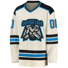 Laden Sie das Bild in den Galerie-Viewer, Custom Cream Blue-Black Hockey Jersey
