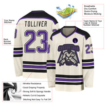 Laden Sie das Bild in den Galerie-Viewer, Custom Cream Purple-Black Hockey Jersey

