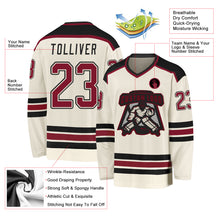 Load image into Gallery viewer, Custom Cream Crimson-Black Hockey Jersey
