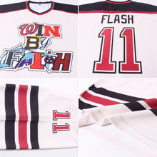 Load image into Gallery viewer, Custom Cream Crimson-Black Hockey Jersey
