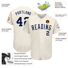 Load image into Gallery viewer, Custom Cream Navy Authentic Baseball Jersey
