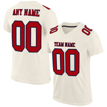 Load image into Gallery viewer, Custom Cream Red-Navy Mesh Authentic Football Jersey
