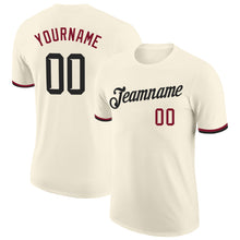 Laden Sie das Bild in den Galerie-Viewer, Custom Cream Black-Crimson Performance T-Shirt
