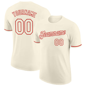 Custom Cream Cream-Red Performance T-Shirt