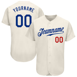 Custom Cream Royal-Red Authentic Baseball Jersey