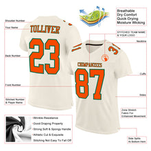 Load image into Gallery viewer, Custom Cream Orange-Kelly Green Mesh Authentic Football Jersey
