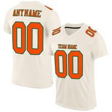 Load image into Gallery viewer, Custom Cream Orange-Kelly Green Mesh Authentic Football Jersey
