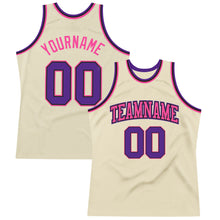 Laden Sie das Bild in den Galerie-Viewer, Custom Cream Purple Black-Pink Authentic Throwback Basketball Jersey
