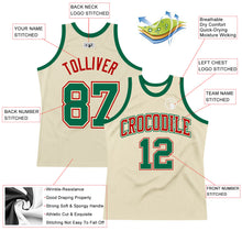 Charger l&#39;image dans la galerie, Custom Cream Kelly Green-Red Authentic Throwback Basketball Jersey
