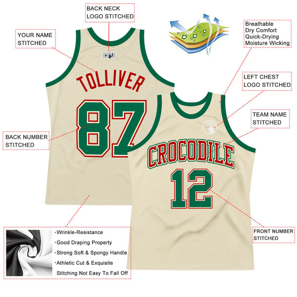 Cheap Custom Cream Kelly Green-Red Authentic Throwback Basketball Jersey  Free Shipping – CustomJerseysPro