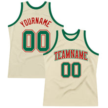 Charger l&#39;image dans la galerie, Custom Cream Kelly Green-Red Authentic Throwback Basketball Jersey
