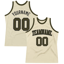 Charger l&#39;image dans la galerie, Custom Cream Olive-Black Authentic Throwback Basketball Jersey
