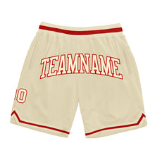 Load image into Gallery viewer, Custom Cream Cream-Red Authentic Throwback Basketball Shorts
