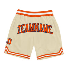 Laden Sie das Bild in den Galerie-Viewer, Custom Cream Orange-Navy Authentic Throwback Basketball Shorts
